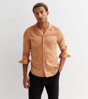 New Look Light Brown Satin Long Sleeve Shirt